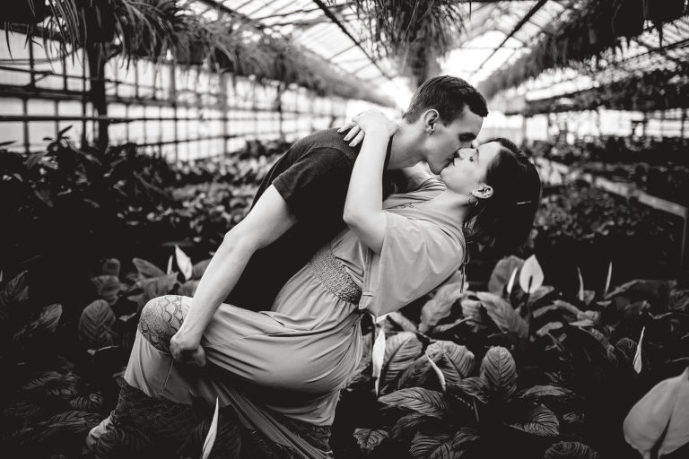 Couple kissing during engagement session